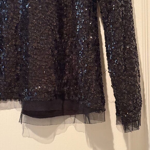 JCrew | Sequin Cotton Open Cardigan | Black | Size: M - Picture 4 of 15
